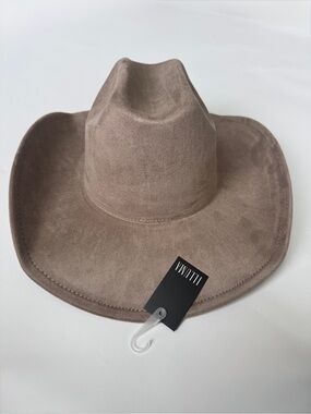 Illuma Taupe Western Wide Brim Fedora Hat